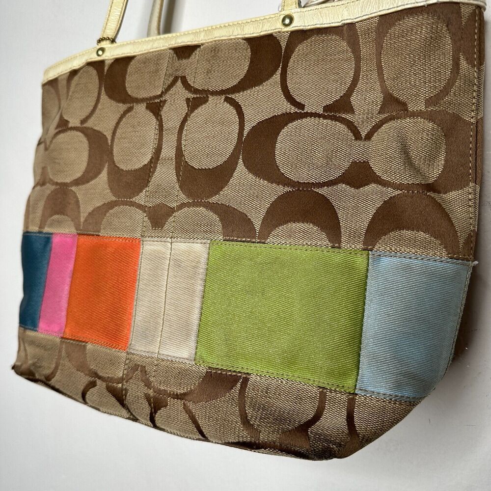 Coach Signature Multi-Color Leather Canvas Bag #1… - image 2